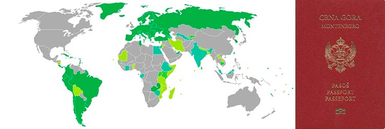 Visa-free countries for Montenegrins
