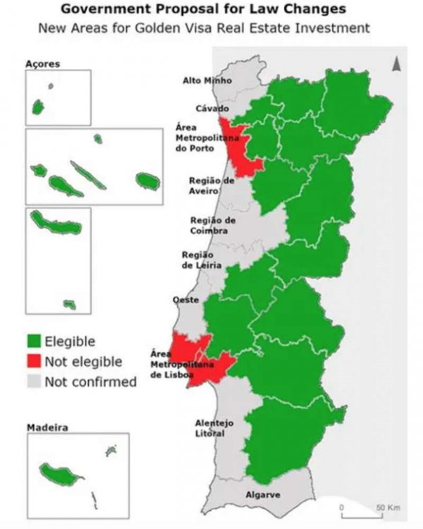 Areas of Portugal for an Investment Visa