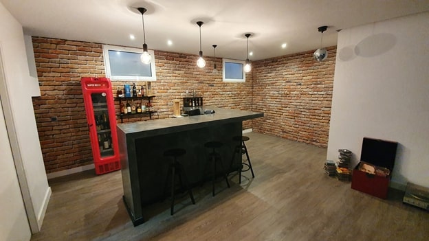double-height living room