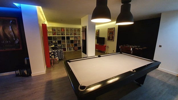 double-height living room - billiards