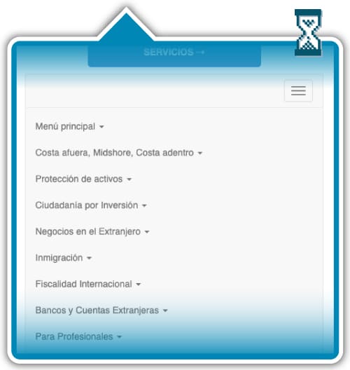 Menú principal del sitio - versión móvil