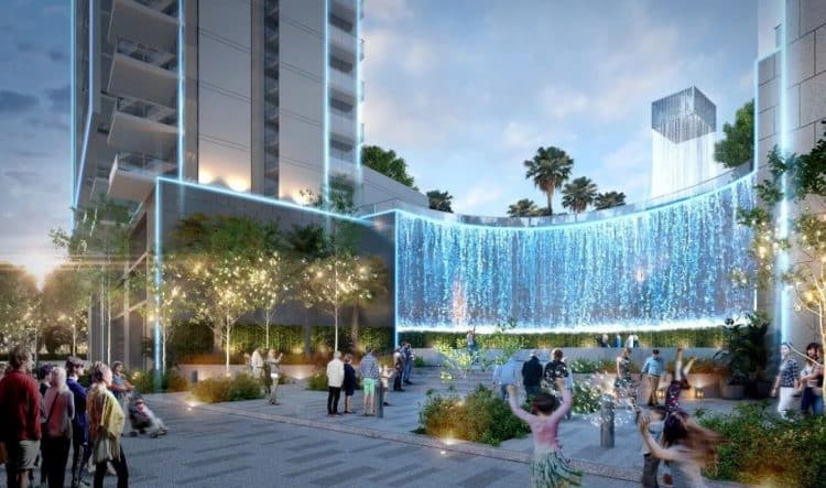 Luxurious cascading waterfall;