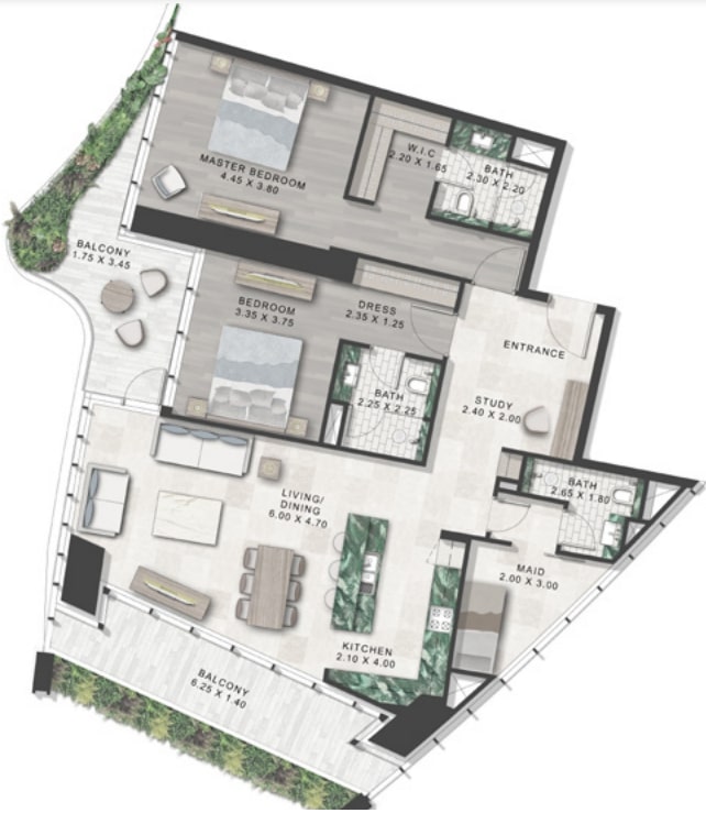 Three-bedroom apartment