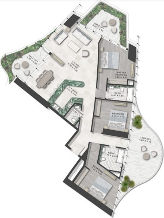 Four-bedroom apartment